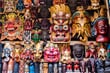Barevné dřevěné masky - thamel District - Kathmandu -
 Nepál