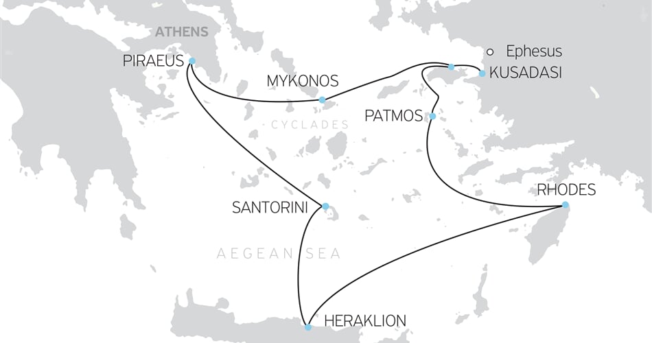 Celestyal Olympia   4 denní plavba po středomoří   trasa plavby