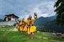 THIMPHU BHUTAN SEPTEMBER 27 2012  Costumed monk performs traditional dance in Tsechu festival at Thimphu Bhutan_shutterstock_3989334371