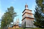 Zvonice a pravoslavný kostel v obci Turzańsk