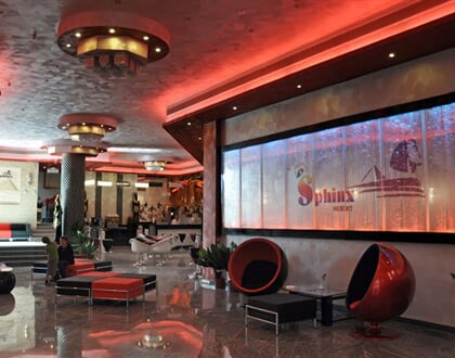 Hotel Sphinx Aqua Park Beach Resort: fotografie vybavení exteriérů a interiérů ubytování.
