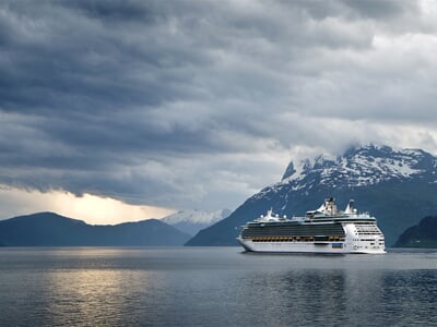 Cruise ship in Nordfjord - one of the great Norwegian fjords (flip)