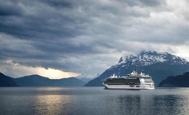 Cruise ship in Nordfjord - one of the great Norwegian fjords (flip)