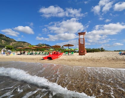 Pláž, Villasimius, Sardinie