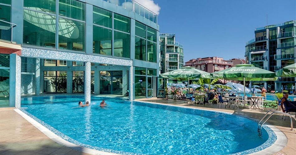 Hotel Primorsko Del Sol: fotografie vybavení exteriérů a interiérů ubytování.